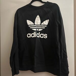 Adidas Black Crewneck with White Trefoil Logo